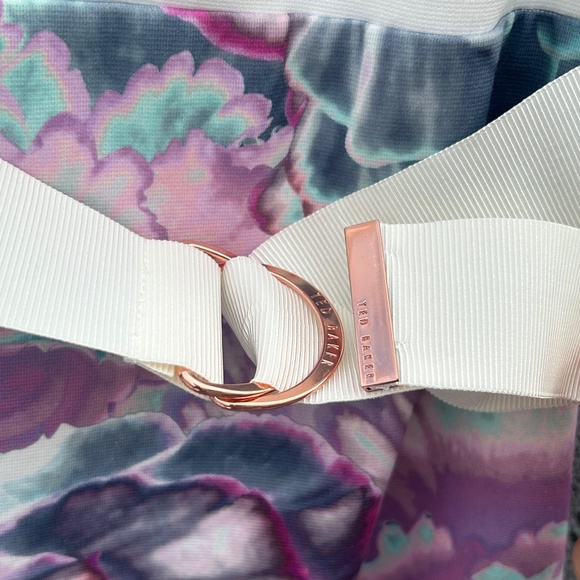 Ted Baker Stephie Cream Multi Illuminated Bloom Belted Dress Size 0 - Picture 7 of 8